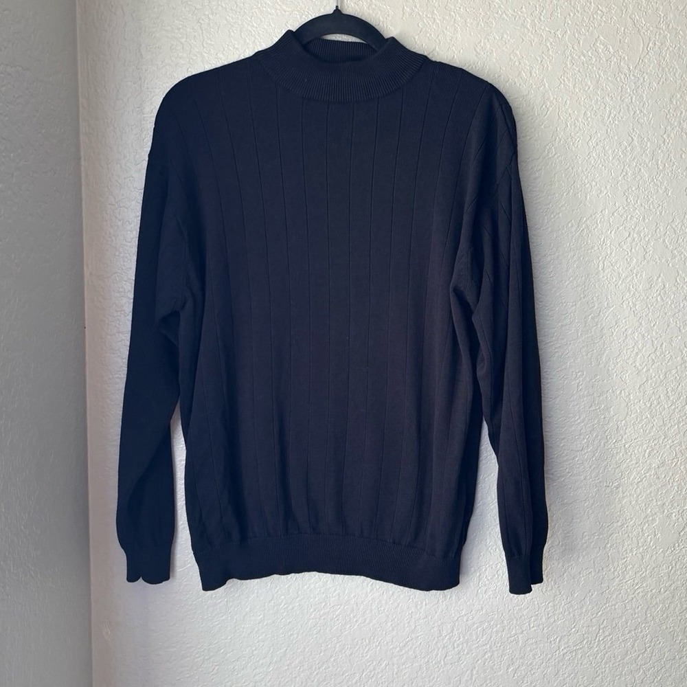 Men's Black Ribbed Turtleneck Sweater Medium